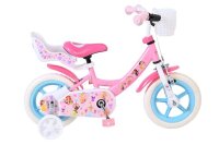 Rosa Kinderfahrrad mit weißen Reifen und Korb,...