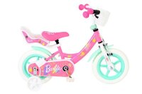 Rosa Kinderfahrrad mit Korb und weißen Reifen,...