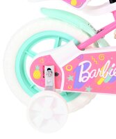 Detailansicht eines pinken Fahrrads mit weißen und...