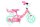 Rosa Kinderfahrrad mit Korb und weißen Reifen, dekoriert mit bunten Motiven