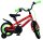 Rotes Kinderfahrrad mit grünen Akzenten und stabilen Reifen
