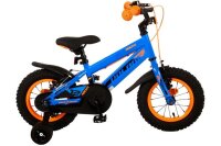 Blaues Kinderfahrrad mit orangefarbenen Akzenten und...