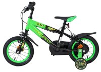 Kinderfahrrad in Grün und Schwarz mit Stützrädern und sportlichem Design