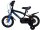 Schwarzes Kinderfahrrad mit blauen Akzenten und Stützrädern