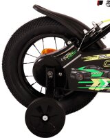 Kinderrad mit stabilisierenden Rollen und Profilreifen in Schwarz-Grün