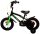 Schwarzes Kinderfahrrad mit grünen Akzenten und Stützrädern