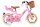 Rosa Kinderfahrrad mit Korb, Sattel und Rücksitz für ein Kind