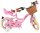 Rosa Kinderfahrrad mit Korb, Blumenmotiv und stabilen Reifen
