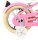 Rosa Fahrrad mit einem kleinen, hellen Reifen und verchromten Details