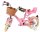 Rosa Kinderfahrrad mit Korb, Sattelstütze und bunten Griffen