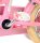 Rosa Fahrradpedal mit weißem Reflektor und beigem Reifen