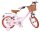 Rosa Kinderfahrrad mit Korb, braunem Sattel und Reifen