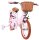 Rosa Kinderfahrrad mit Korb und Stützrädern, brauner Sitz