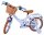 Kinderfahrrad in Hellblau mit Korb und braunen Reifen