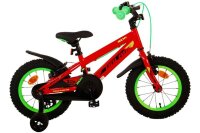 Rotes Kinderfahrrad mit grünen Akzenten und...