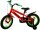 Rotes Kinderfahrrad mit grünen Akzenten und dicken Reifen