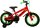 Rotes Kinderfahrrad mit grünen Akzenten und Stützrädern