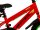 Rotes Kinderfahrrad mit grünen Akzenten und robustem Rahmen