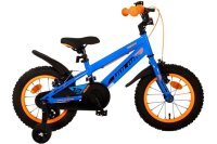 Blaues Kinderfahrrad mit orangefarbenen Akzenten und...