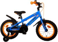 Blaues Kinderfahrrad mit orangefarbenen Akzenten und...