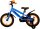 Blaues Kinderfahrrad mit orangefarbenen Reifen und Stützrädern