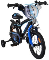 Kinderfahrrad in Blau mit Stützrädern und Schutzblech