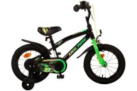 Schwarzes Kinderfahrrad mit grünen Akzenten und...