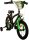 Schwarzes Kinderfahrrad mit grünen Akzenten und Stützrädern