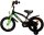 Schwarzes Kinderfahrrad mit grünen Akzenten und Stützrädern