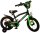 Schwarzes Kinderfahrrad mit grünen Akzenten und Stützrädern