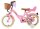 Rosa Kinderfahrrad mit Korb, Sattelstütze und Stützrädern