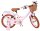 Rosa Kinderfahrrad mit Korb, braunem Sattel und stabilen Reifen