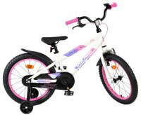 Kinderfahrrad in Weiß mit pinken Akzenten und Stützrädern