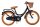 Schwarzes Kinderfahrrad mit braunen Reifen und Korb vorne