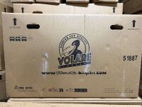 Kartonverpackung für Fahrräder mit Logo und Gewichtshinweis