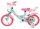 Kinderfahrrad in Mintgrün und Pink mit Einhorn-Motiv und Korb