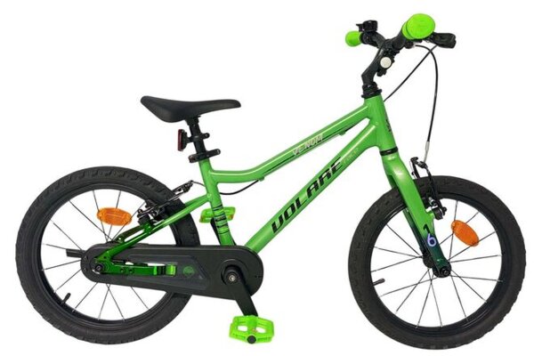 Grünes Kinderfahrrad mit 16-Zoll-Rädern und stabiler Rahmenkonstruktion
