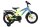 Kinderfahrrad in Grün und Blau mit Stützrädern und Gepäckträger