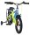 Kinderfahrrad in Blau und Gelb mit Stützrädern und schwarzem Rahmen