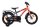 Kinderfahrrad in Schwarz und Orange mit Stützrädern und Rücklicht