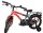 Kinderfahrrad in Rot und Schwarz mit Stützrädern und Gepäckträger