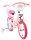 Rosa Kinderfahrrad mit Einhorn-Motiv und Korb vorne