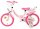 Rosa Kinderfahrrad mit Einhorn-Motiv und Korb vorne