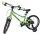 Grünes Kinderfahrrad mit zwei Rädern und schwarzem Sattel
