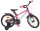 Kinderfahrrad in Pink und Grün mit Stützrädern und reflektierenden Elementen