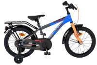 Kinderfahrrad mit blau-orangefarbenem Rahmen und...