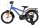 Kinderrad in Blau und Orange mit Stützrädern und Gepäckträger