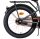 Schwarzes Fahrrad mit orangefarbenen Speichen und reflektierendem Rücklicht