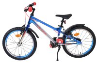 Blaues Kinderfahrrad mit 16-Zoll-Rädern und rotem Lenker
