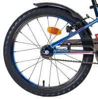 Blaues Fahrradrad mit Reifen, Speichen und...
